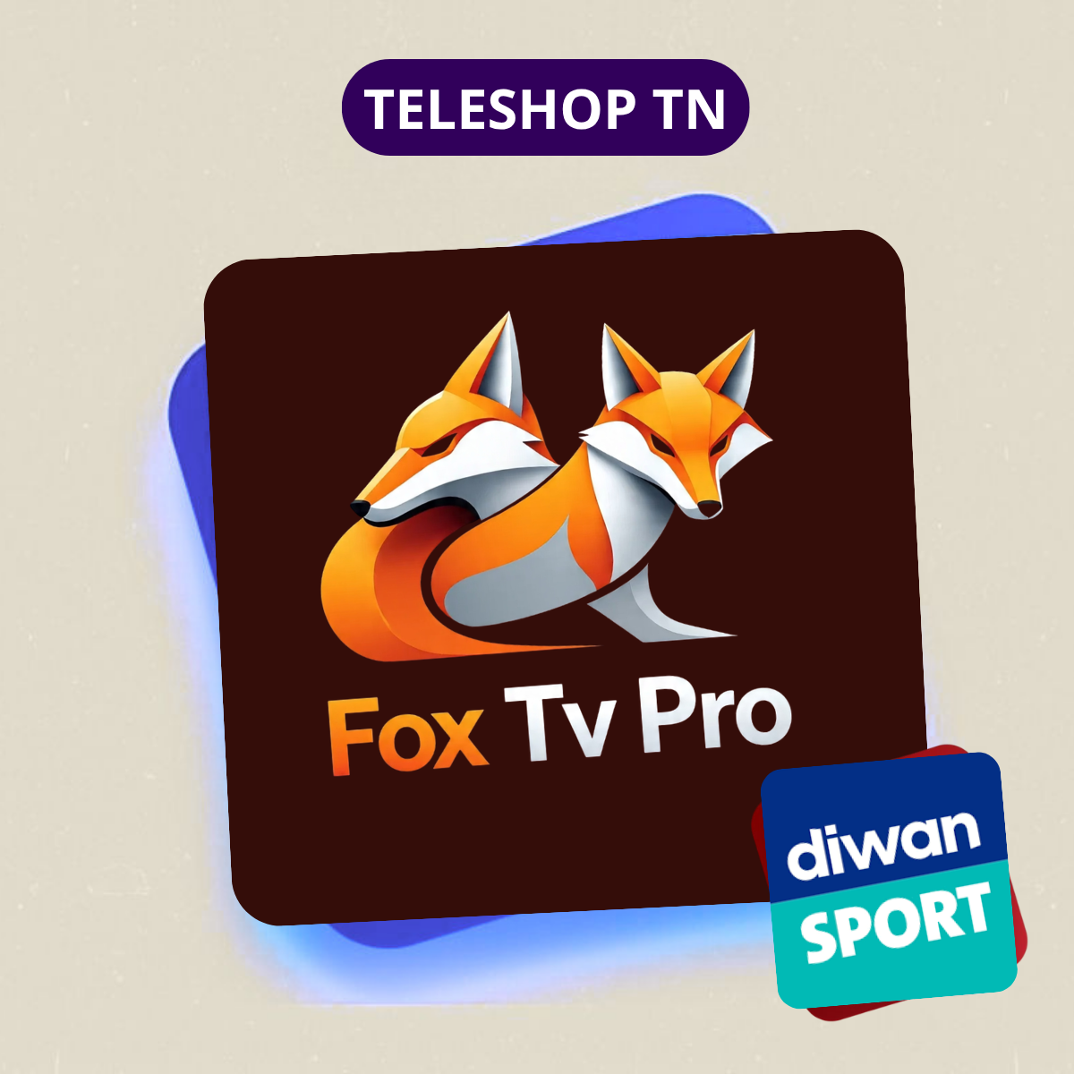 FOX TV PRO + DIWAN SPORT 12 MOIS TELESHOP.TN ABONNEMENT FOX TV PRO12 MOIS – Image 1
